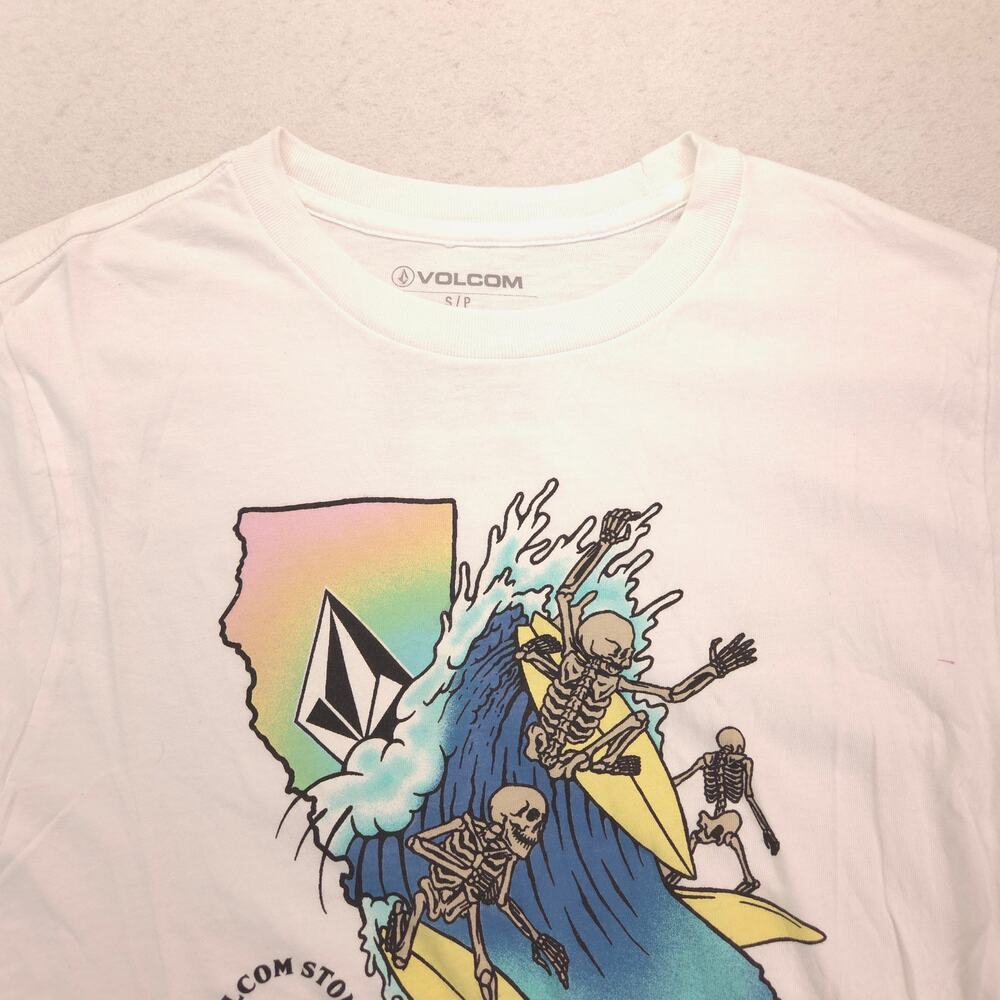 Volcom Crew Neck Short Sleeve Graphic T Shirt Mens Size Small S White 16049